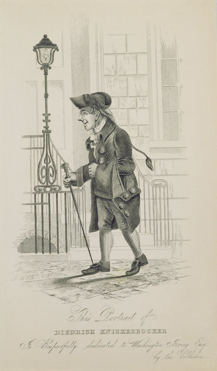 Diedrich Knickerbocker, dedikert til Washington Irving (1783-1859) av American School