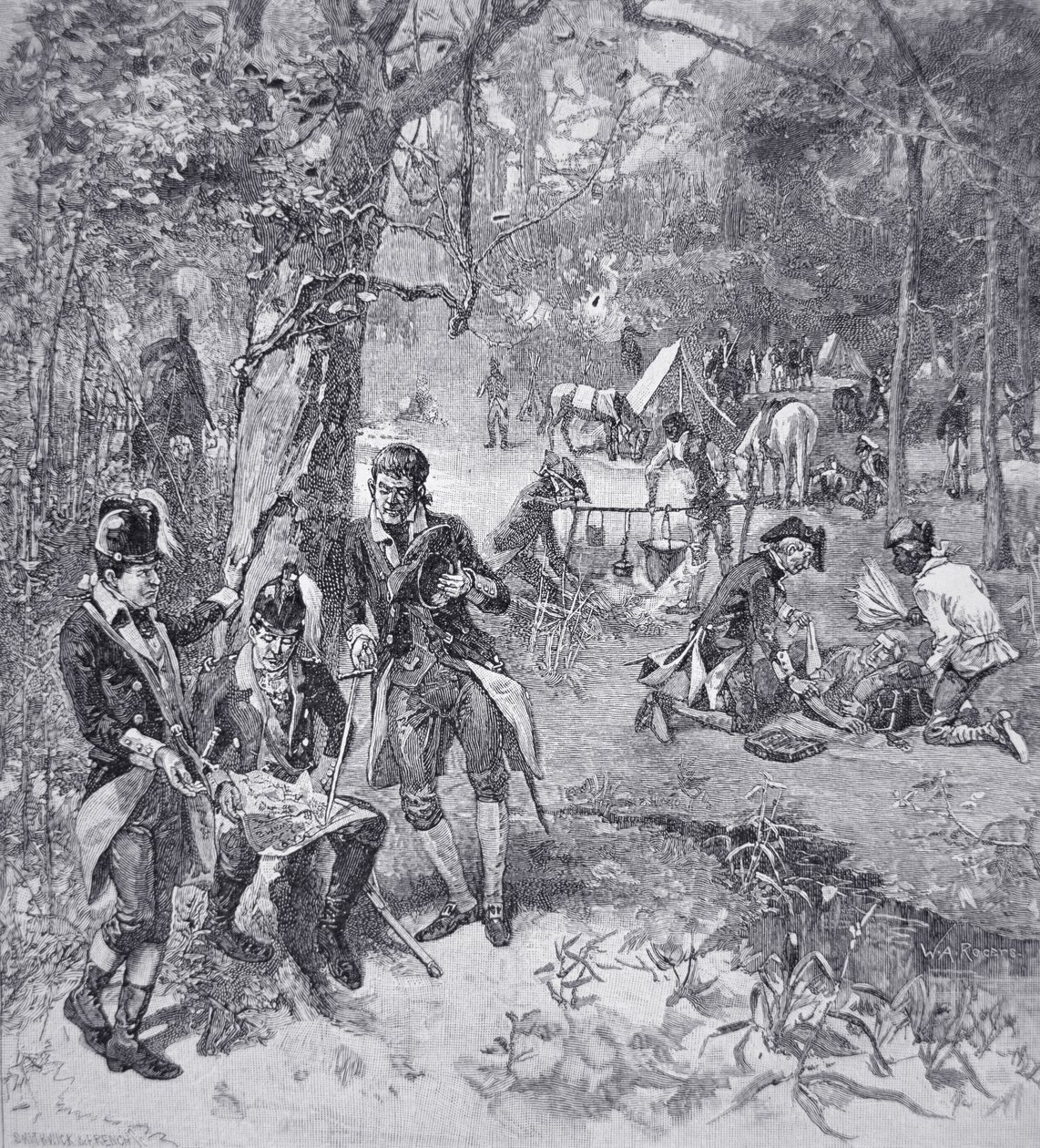 General Francis Marion i leir (litho) av American School