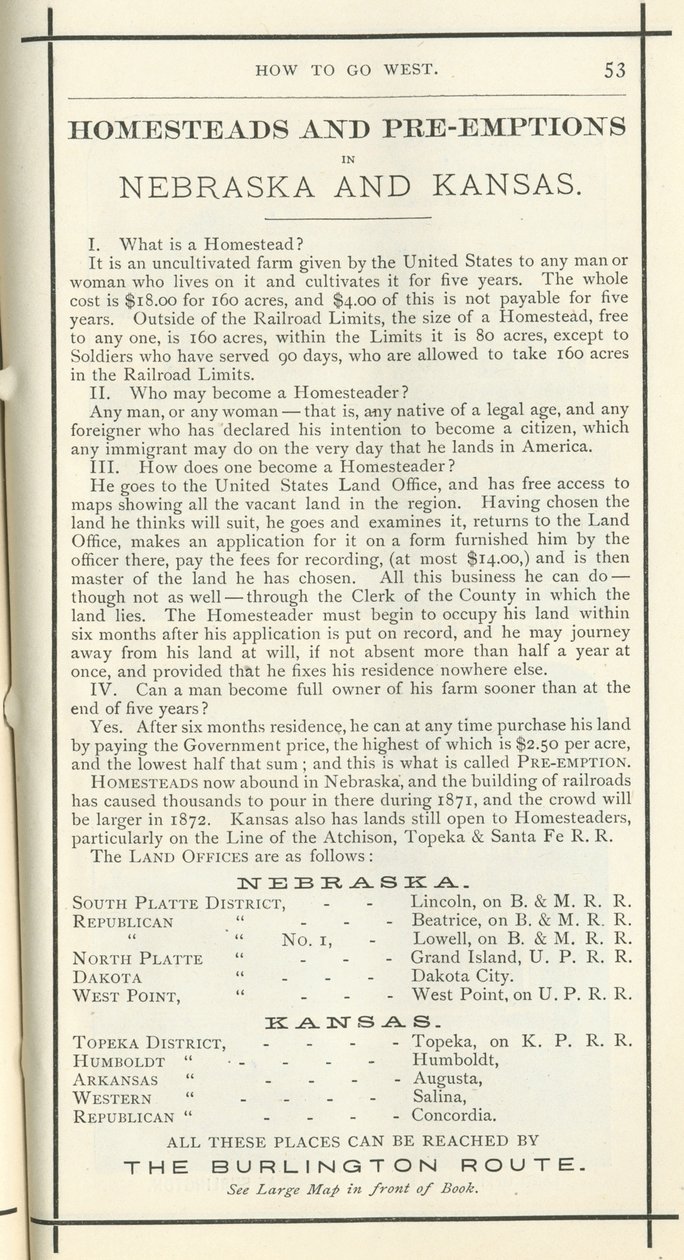 Homesteads and Pre-emptions, 1872 (trykk) av American School