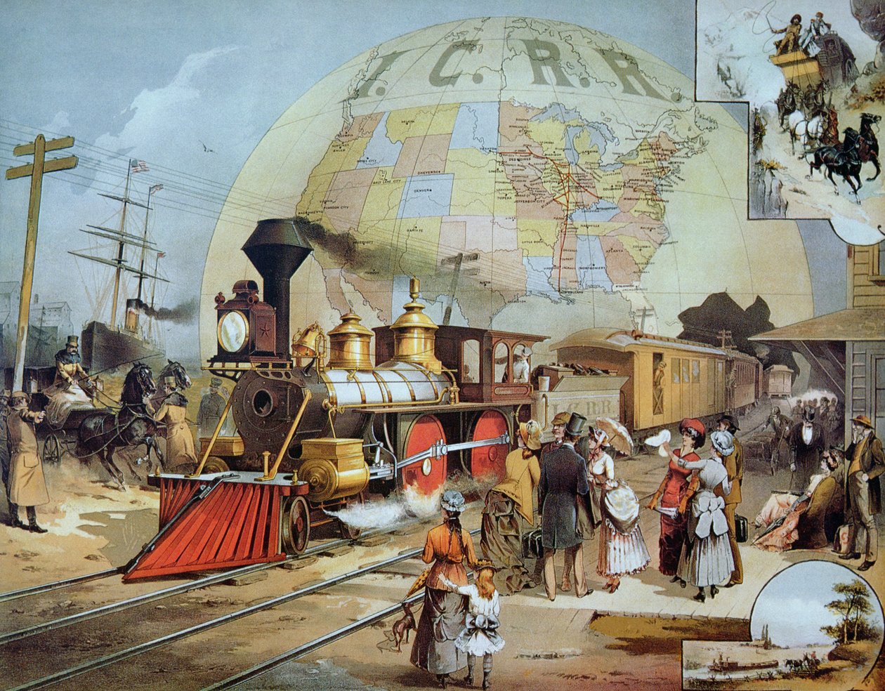 Illinois Central Railroad, ca. 1886 (farge litho) av American School