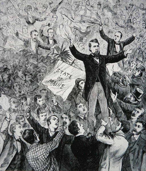 James G. Blaine (1830-93) (gravering) av American School