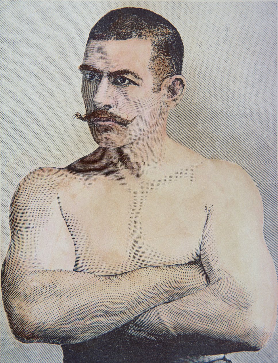 John L. Sullivan (litho-farge) av American School