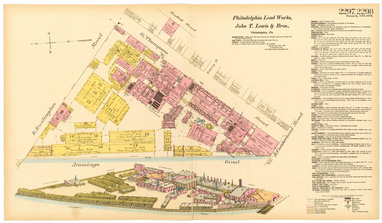 Kart over Philadelphia Lead Works, 1889 av American School