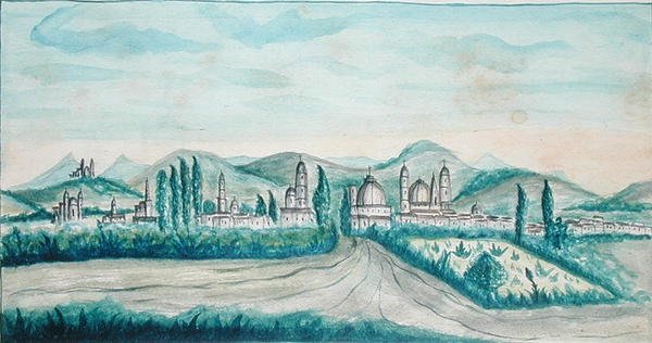 Pueblo, Mexico (akvarell på papir) av American School