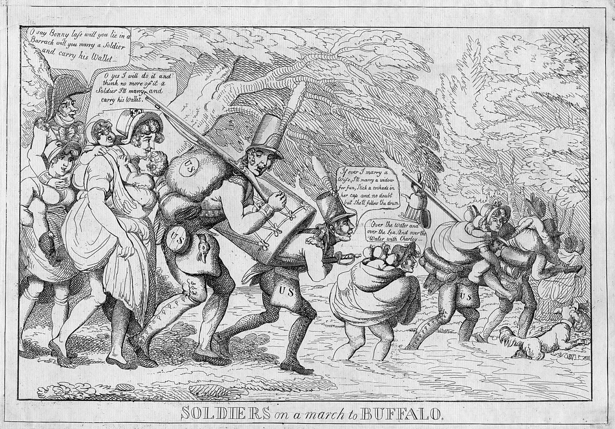 Soldater på marsj til Buffalo, 1813 av American School