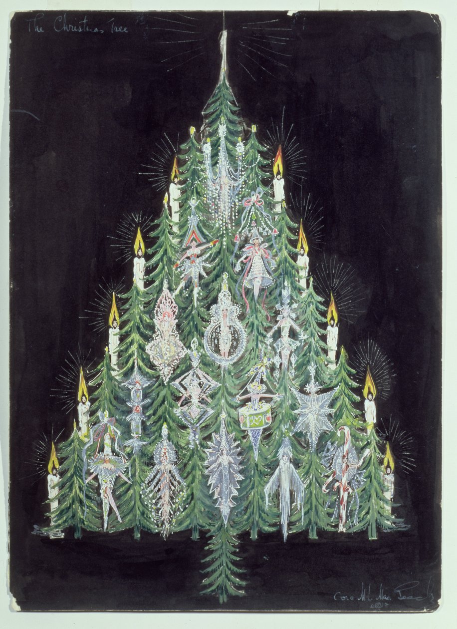 Juletreet (wc og gouache) av American School
