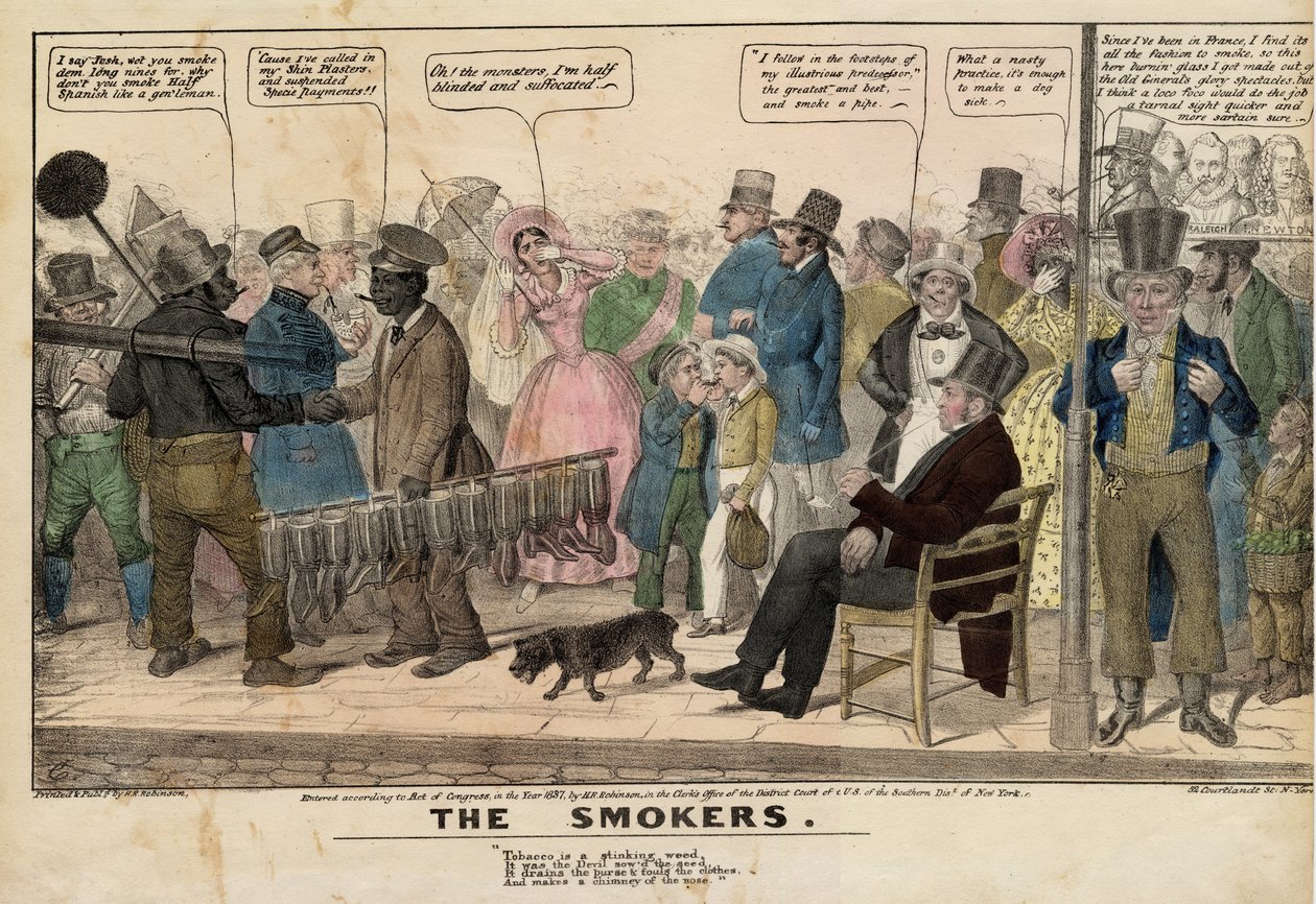 The Smokers, ca. 1837 (håndfarget litho) av American School