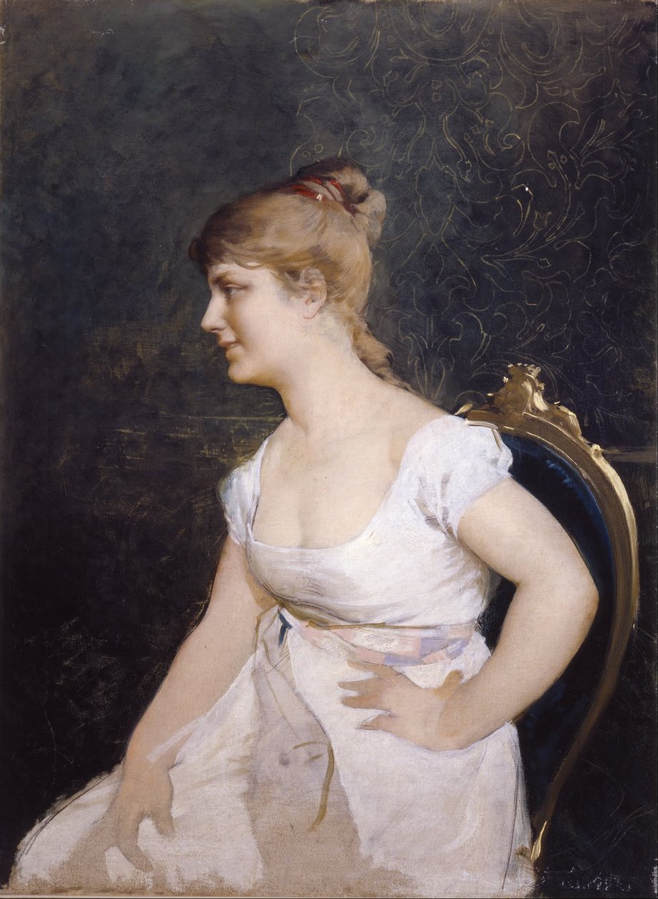 Portrett av en ung dame av Amos Cassioli