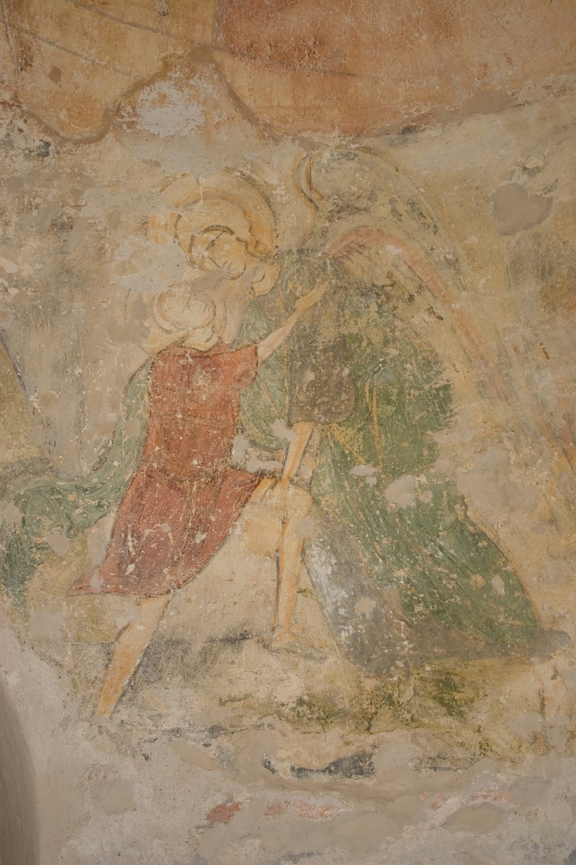 Jakob og engelen, 1100-tallet av Ancient Russian frescos