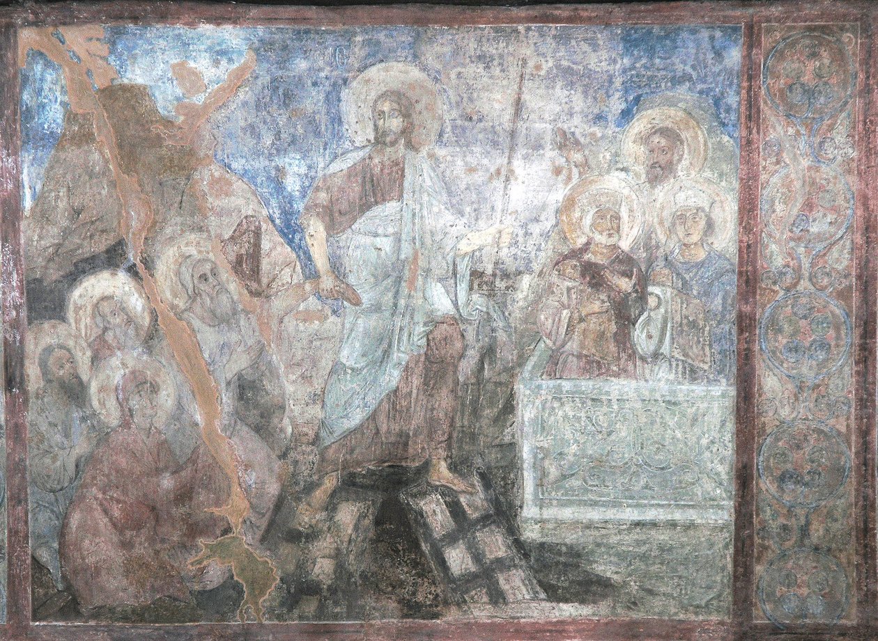 Nedstigningen til helvete av Ancient Russian frescos