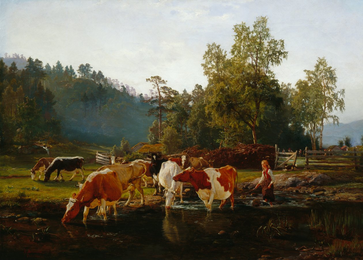 Kyr ved elva av Anders Askevold