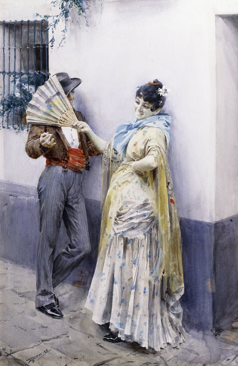 Flørt, 1885 av Anders Leonard Zorn