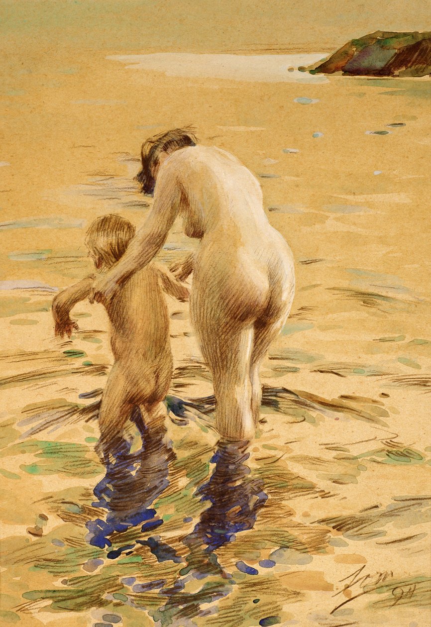 Hennes første dukkert av Anders Leonard Zorn