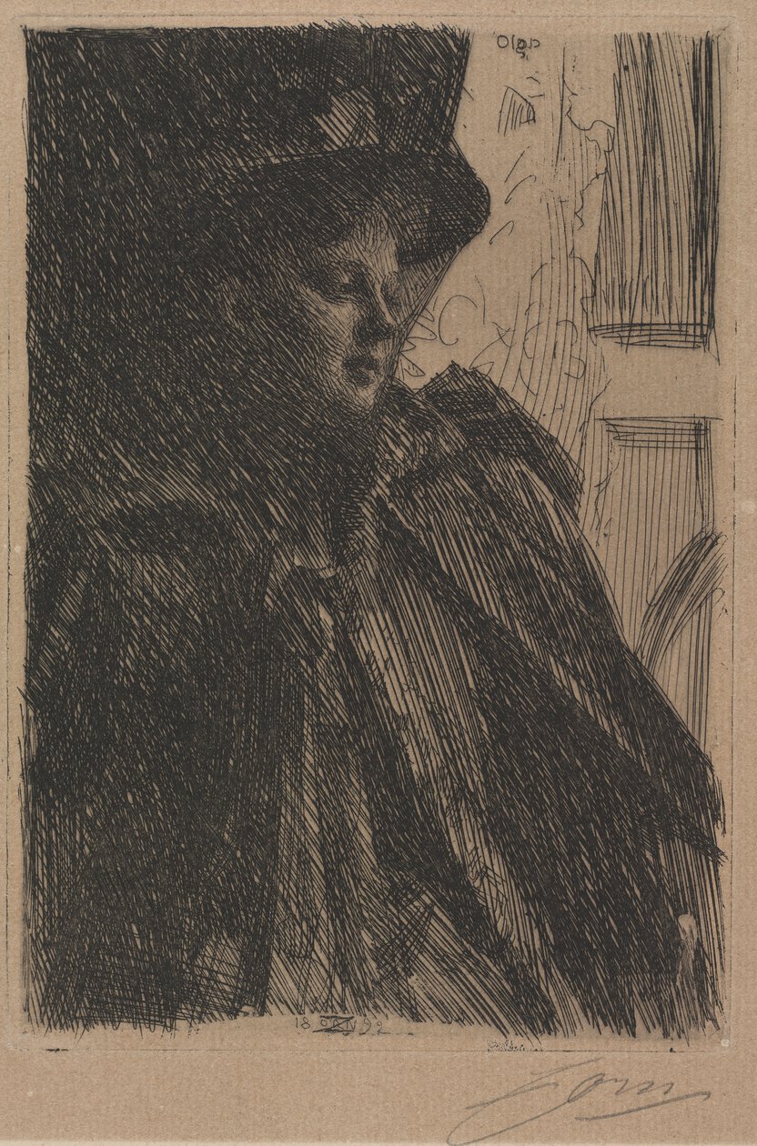 Mme. Olga Bratt, 1892. av Anders Leonard Zorn