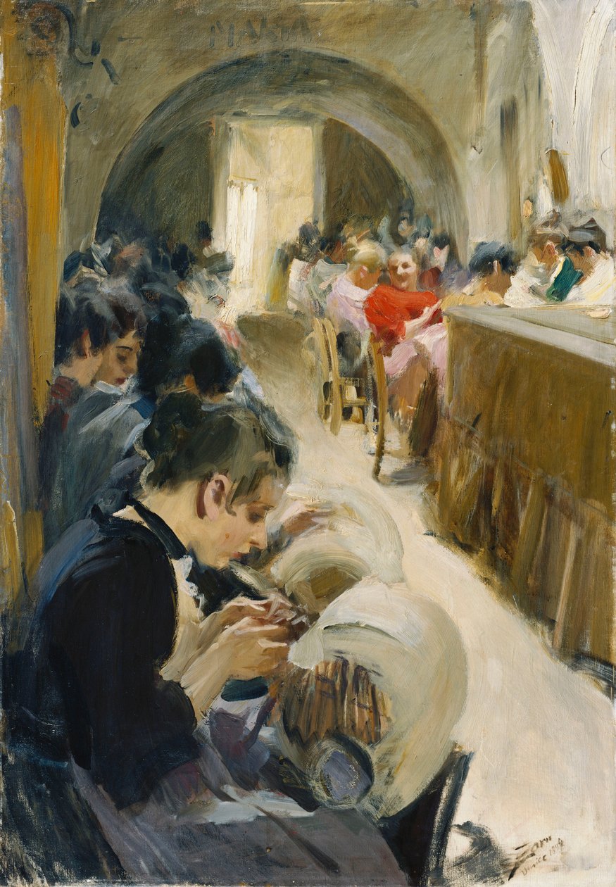 Lacemakerne; Blondeskjærer, 1894 av Anders Leonard Zorn