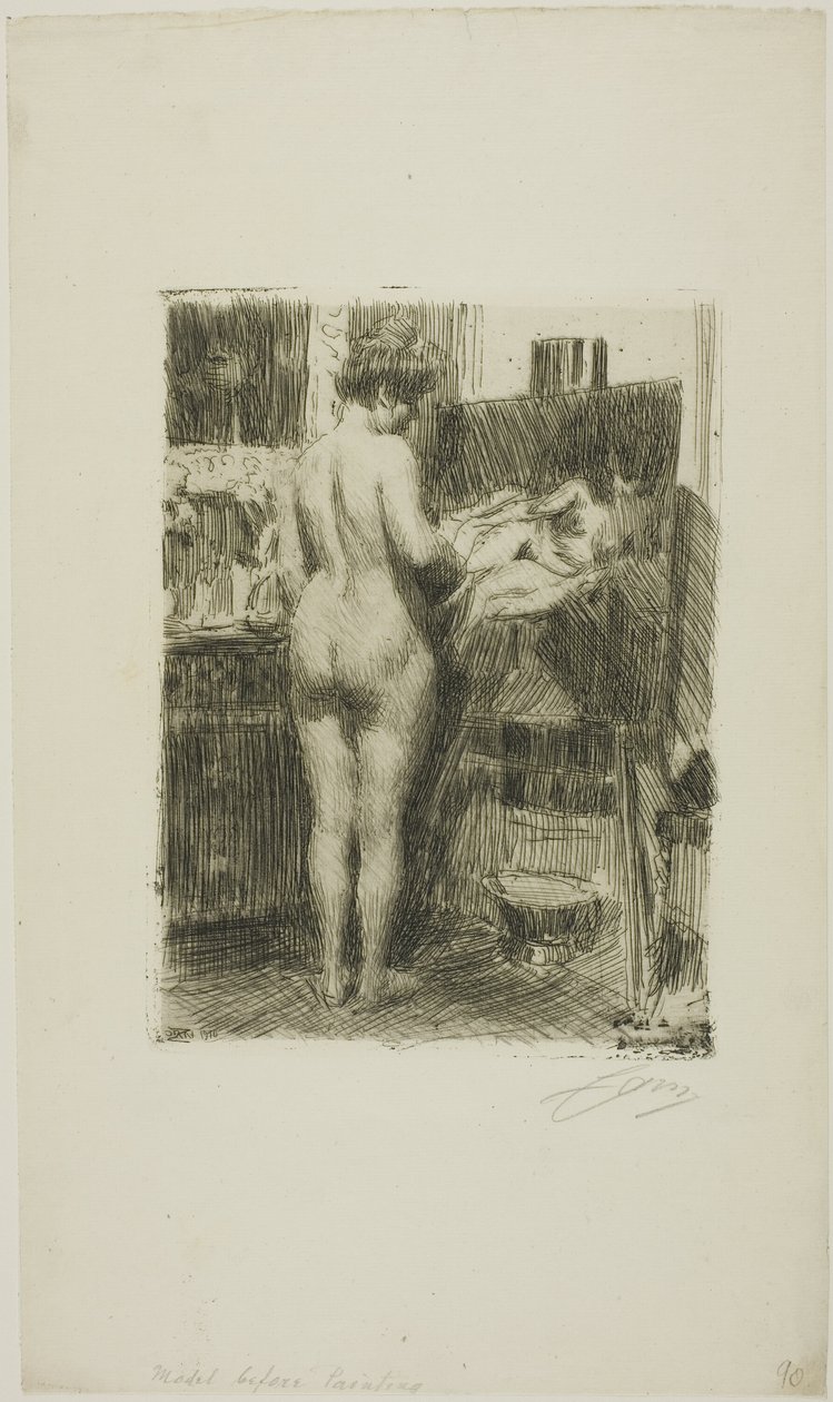 Modell før bilde av Anders Leonard Zorn