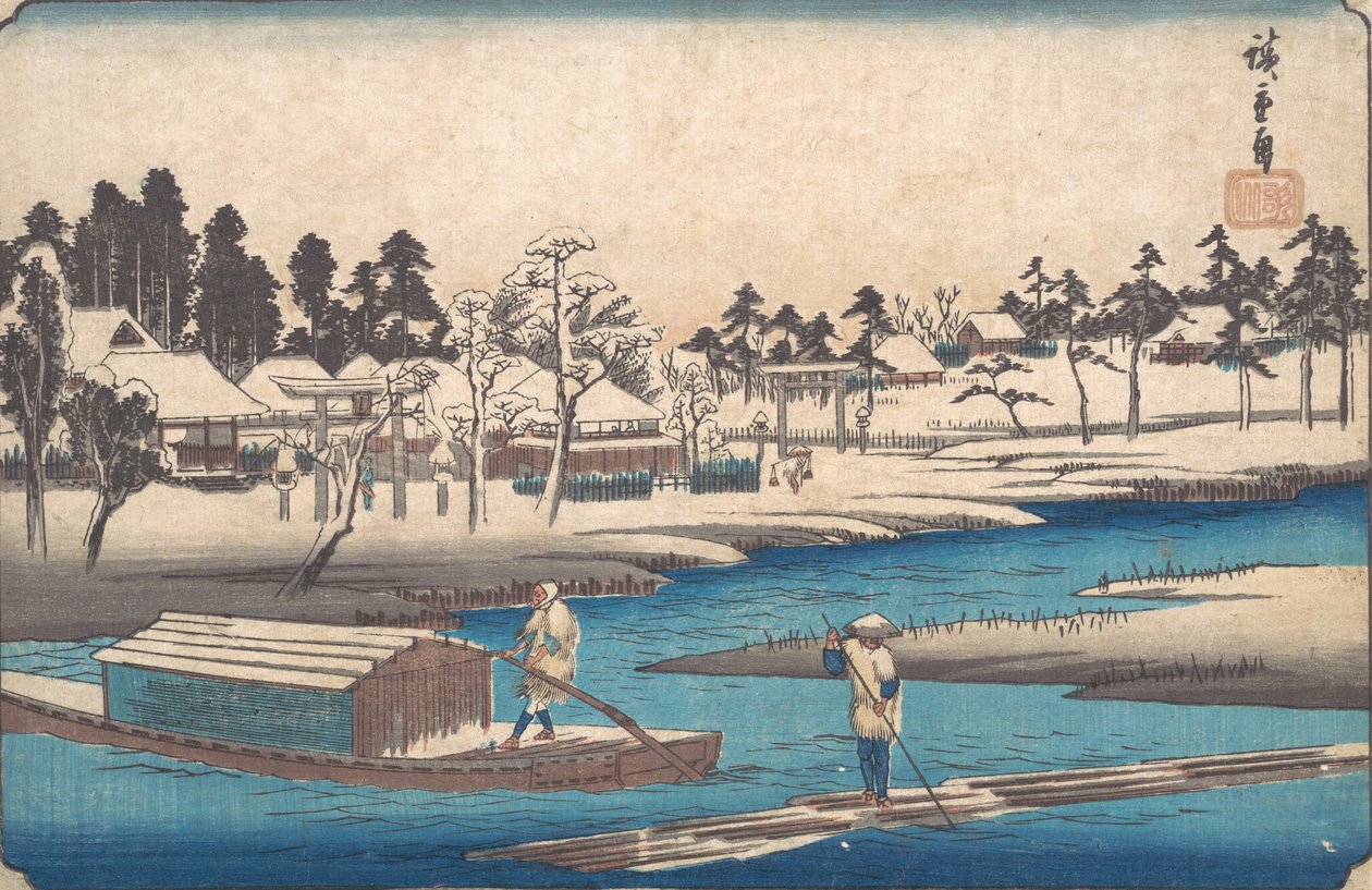 Klarvær etter snø ved Massaki. av Ando Hiroshige