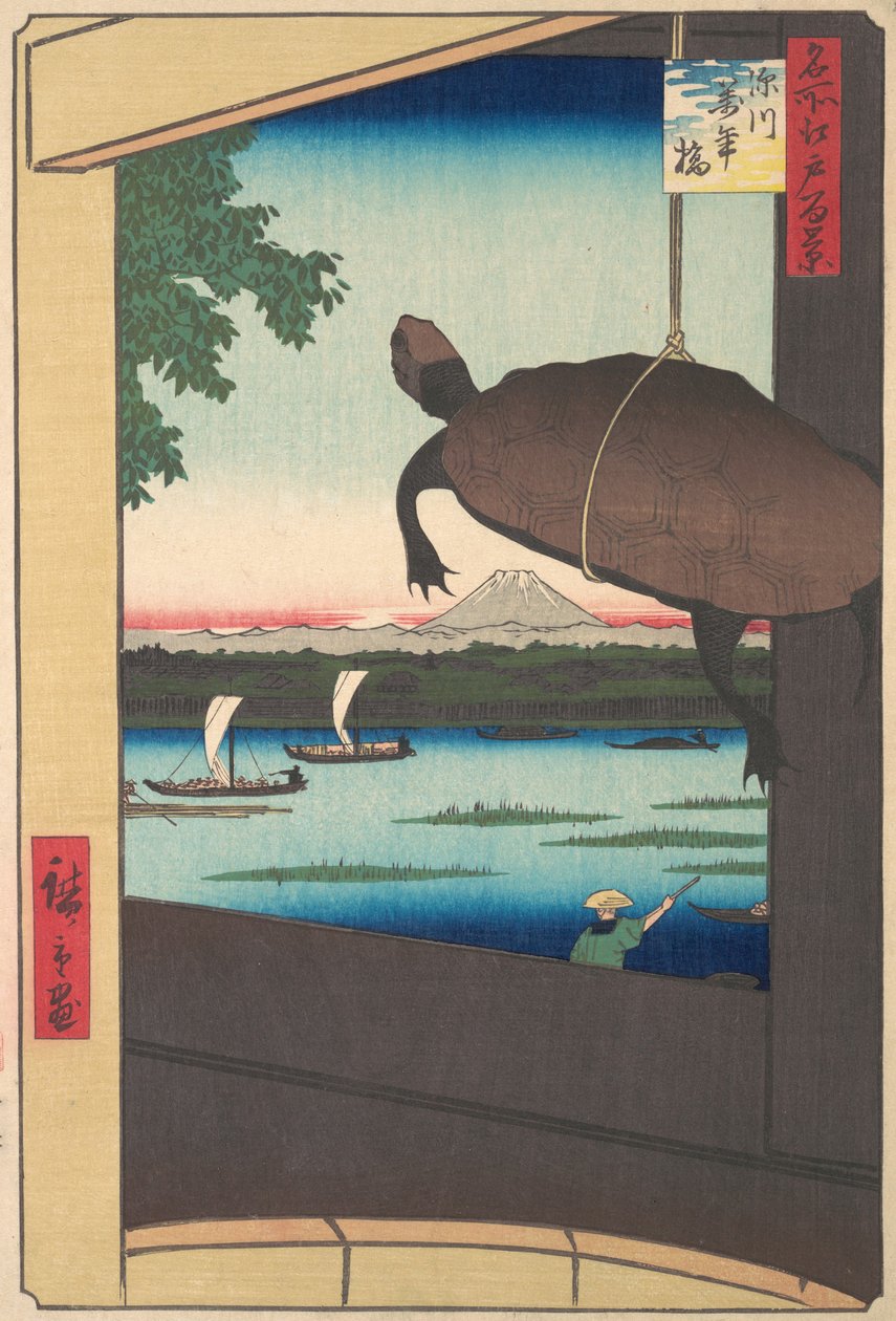 Mannen Bridge, Fukagawa, 1858., 1858. av Ando Hiroshige