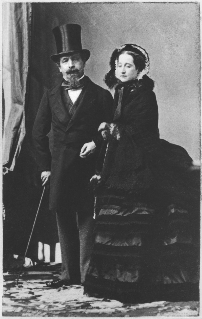 Keiser Napoleon III og keiserinne Eugenie, ca. 1865 (sepia-fotografi) av Andre Adolphe Eugene Disderi