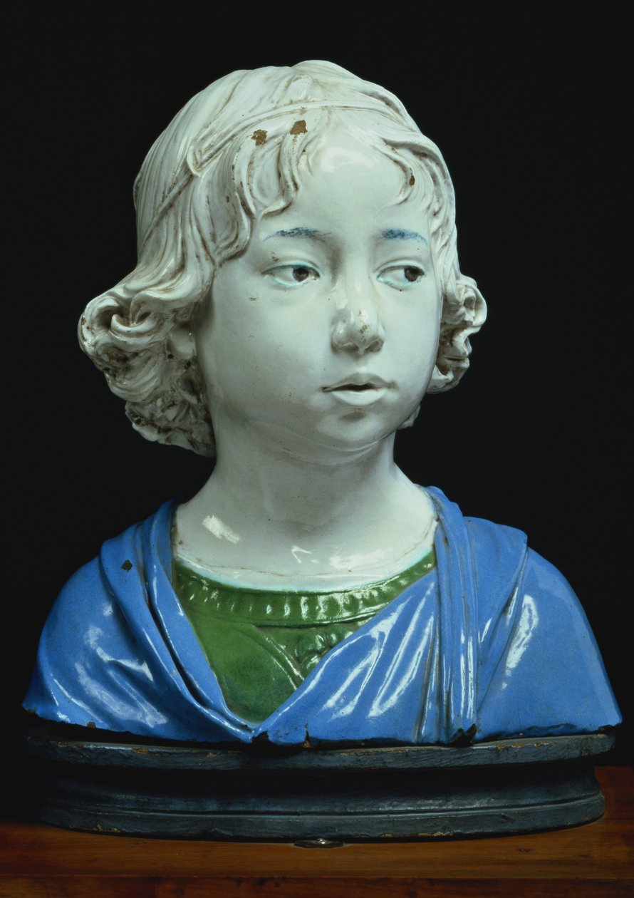 Byste av en ung gutt (glasert terrakotta) av Andrea Della Robbia
