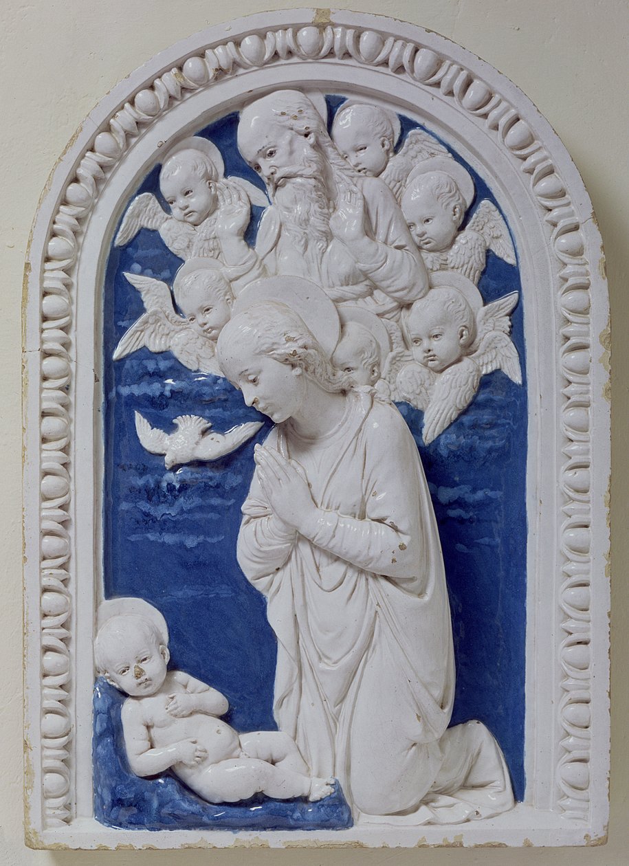 The Madonna and Child (glasert terrakotta) av Andrea Della Robbia
