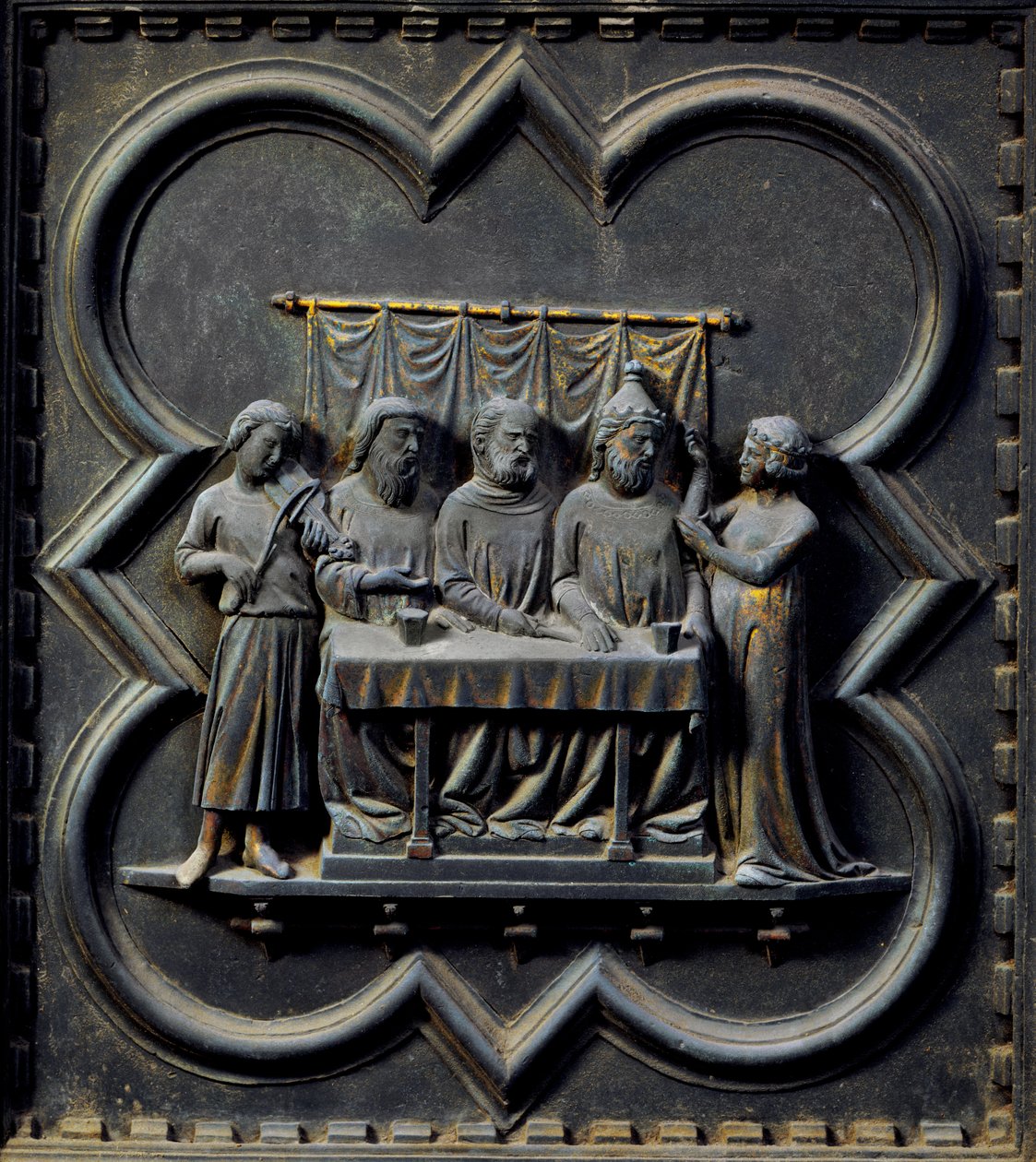 The Dance of Salome , femtende panel av South Doors of the Baptistery of San Giovanni, 1336 (bronse) av Andrea Pisano