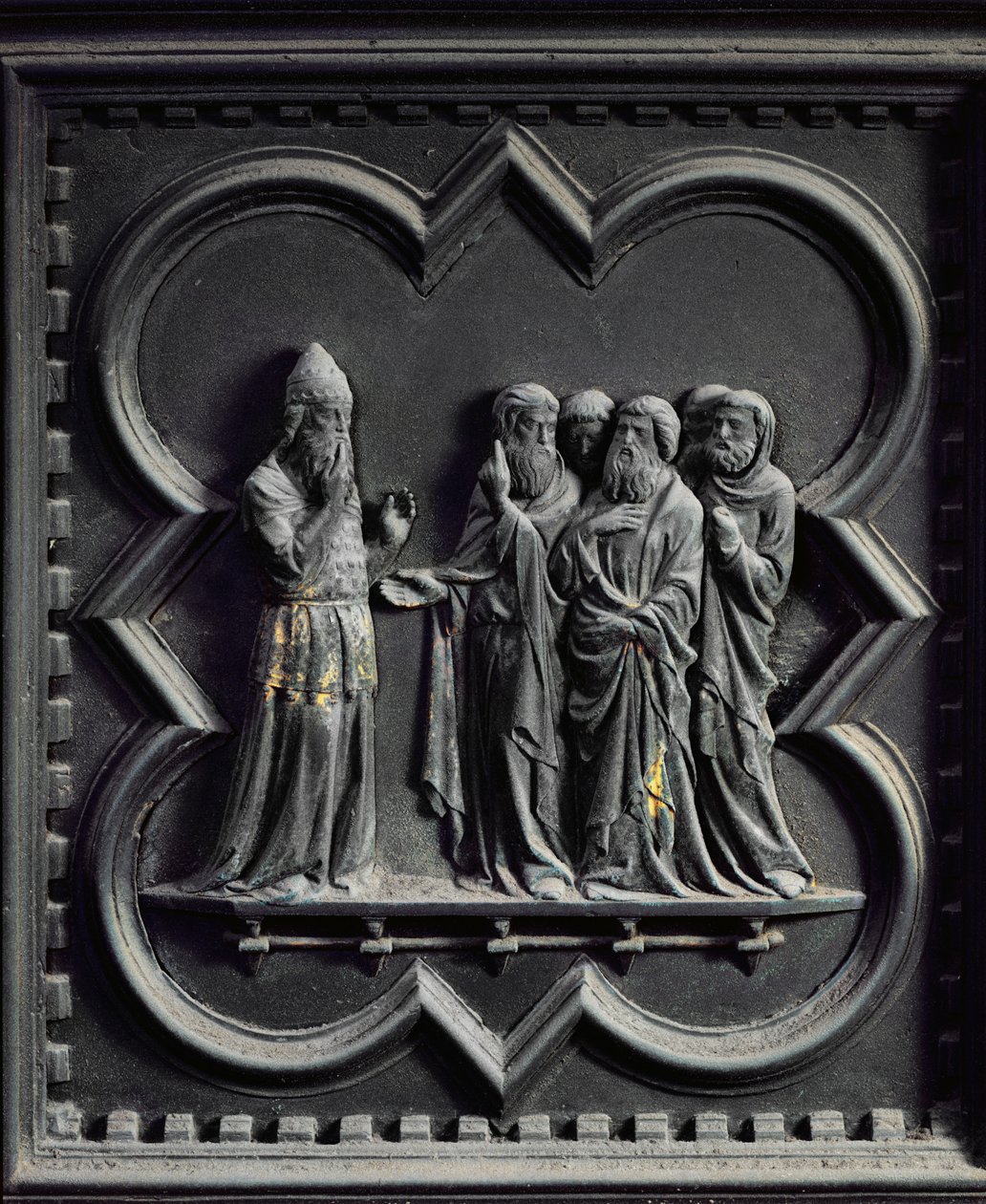 Sakaria er slått stum, andre panel av sørdørene til dåpskapellet i San Giovanni, 1336 (bronse) av Andrea Pisano