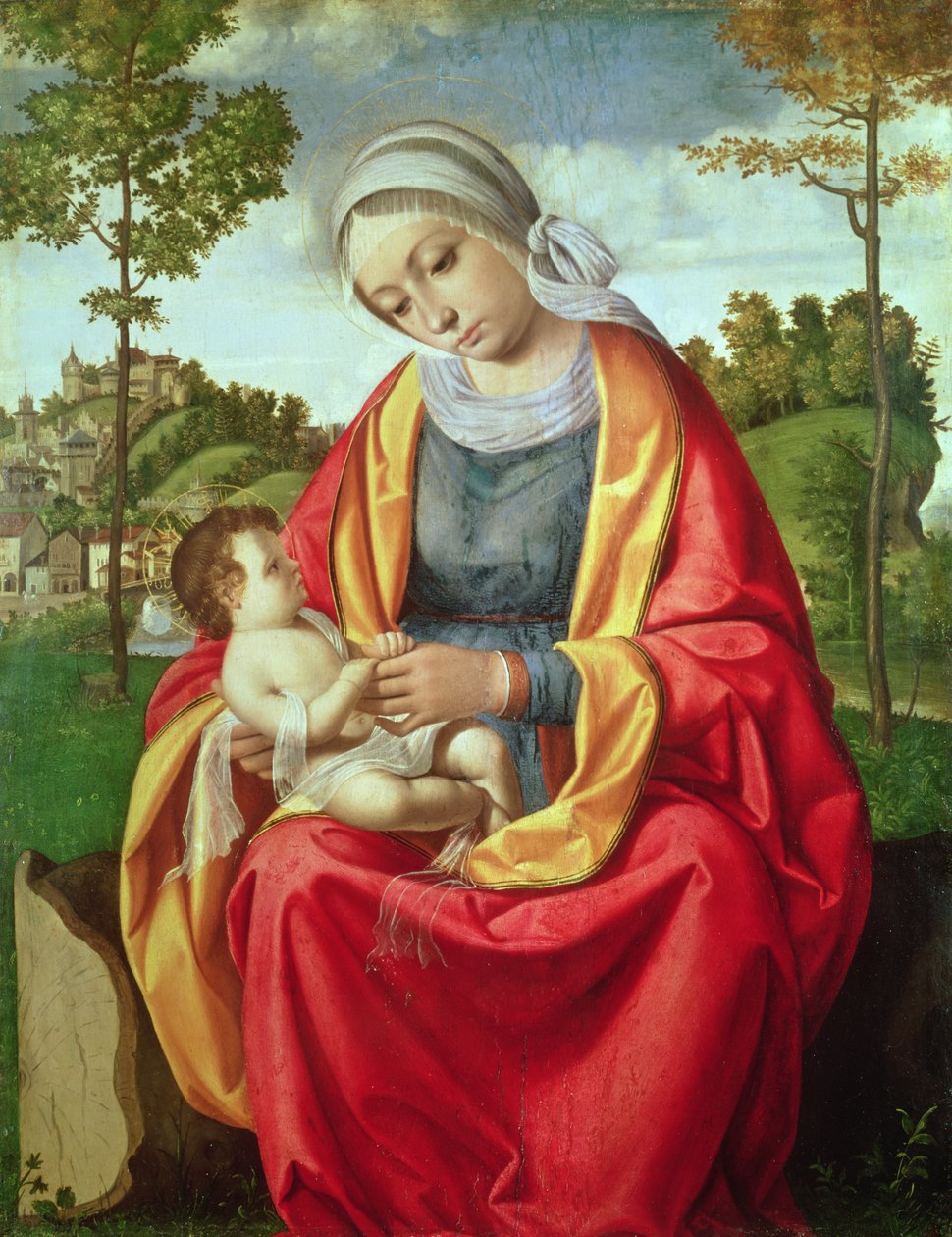 Jomfruen og barnet (panel) av Andrea Previtali