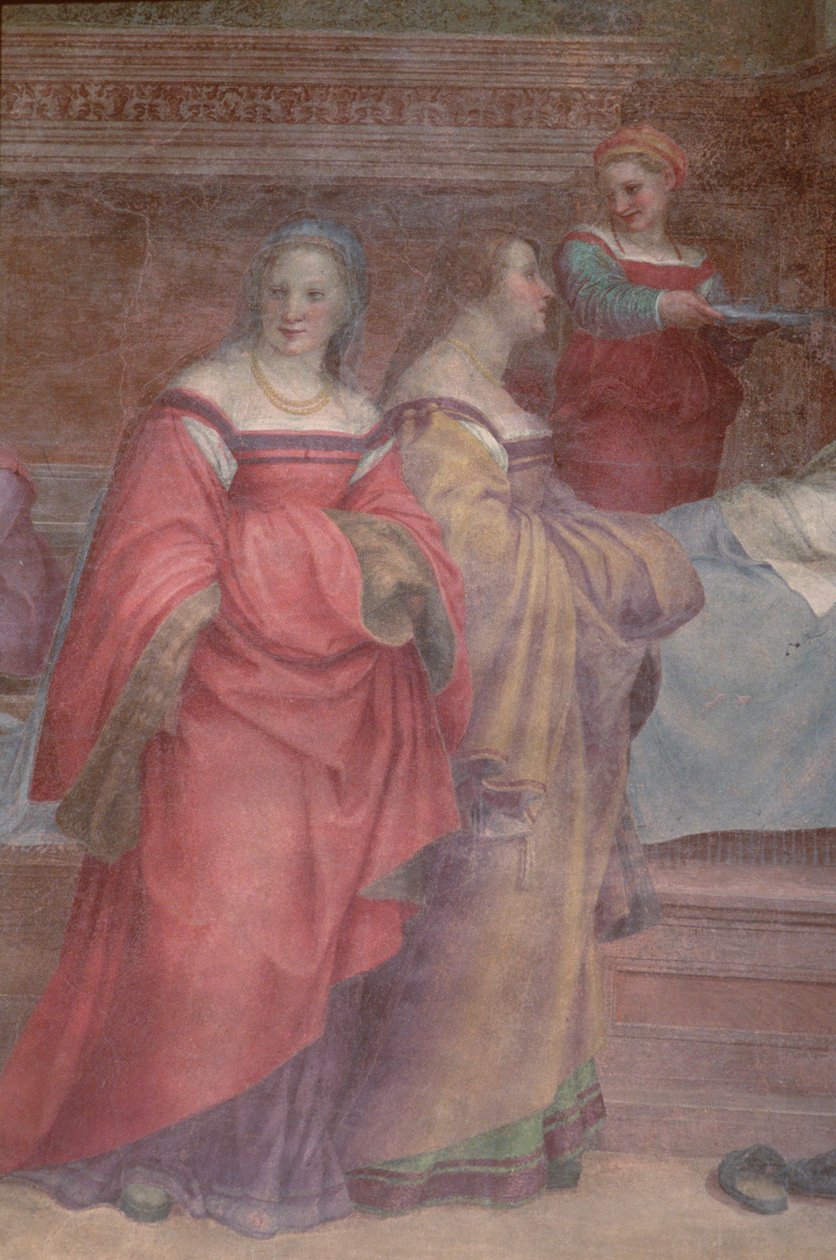 Ladies in Waiting, fra Jomfruens fødsel (detalj) av Andrea del Sarto