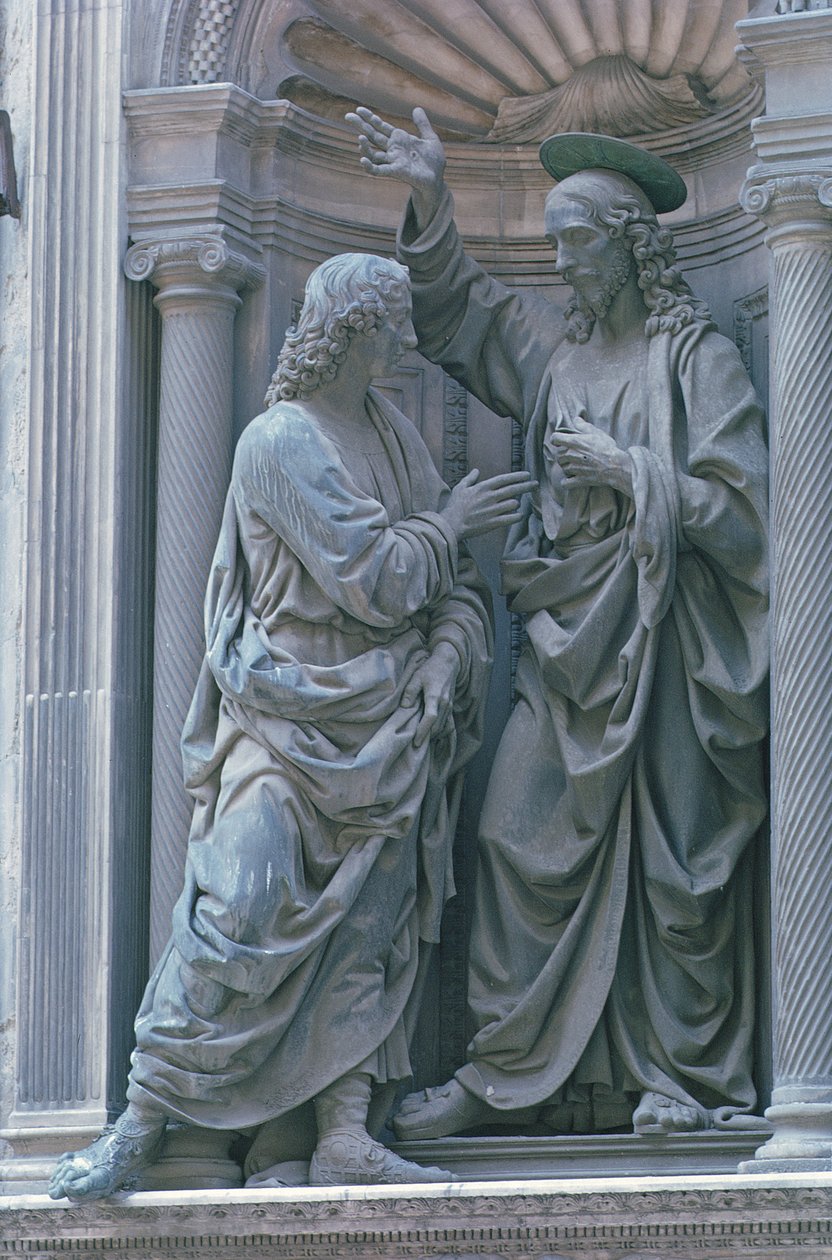 The Incredulity of St. Thomas, 1466-83 (bronse) av Andrea del Verrocchio