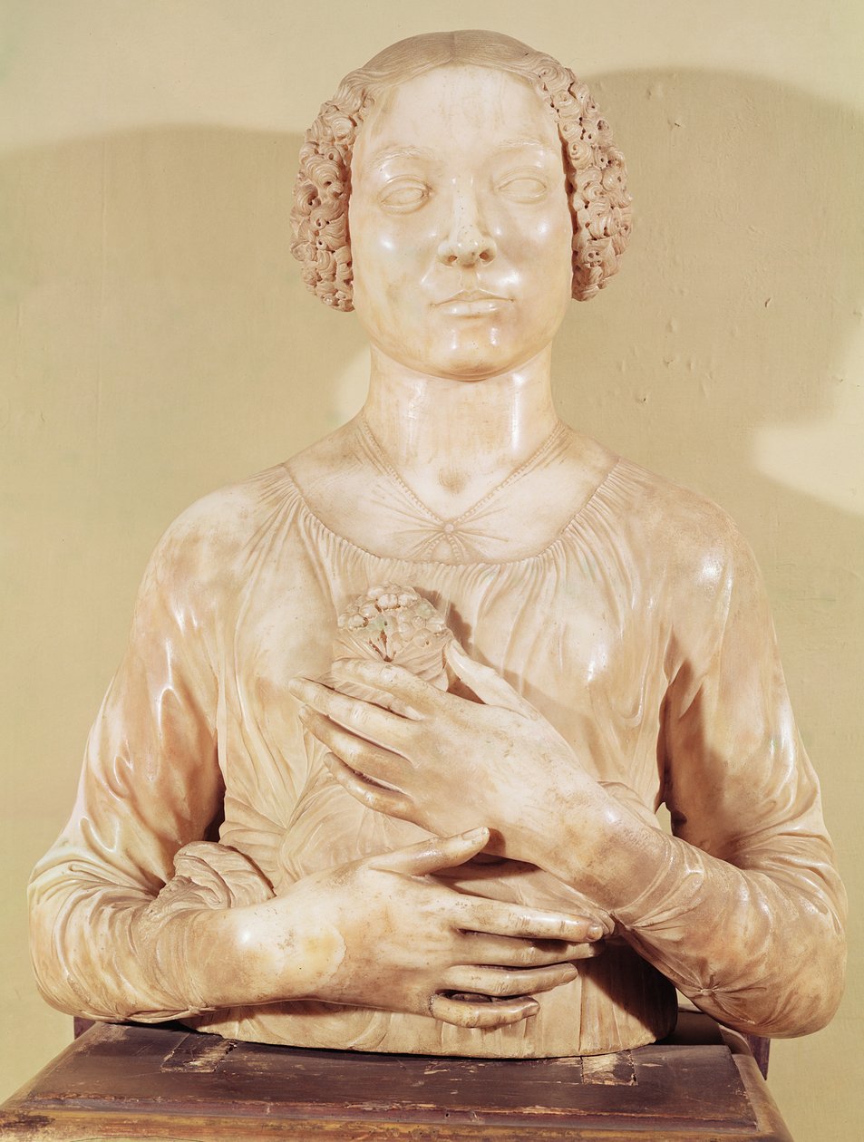 Kvinne med en bukett, ca. 1475-80 (marmor) av Andrea del Verrocchio