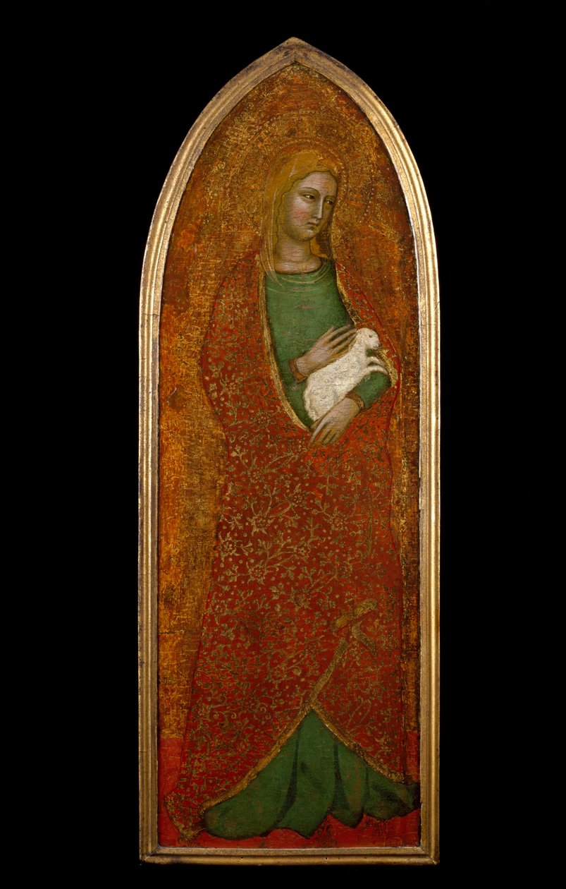 Saint Agnes, ca. 1365 (tempera og bladgull på tre) av Andrea di Bonaiuto fl.1343 77 Andrea di Bonaiuto fl.1343 77