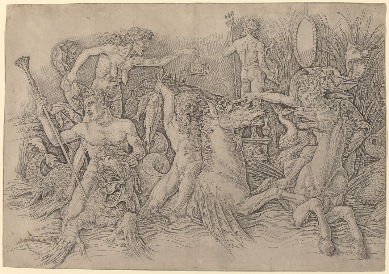 Battle of the Sea Gods [venstre halvdel] av Andrea Mantegna