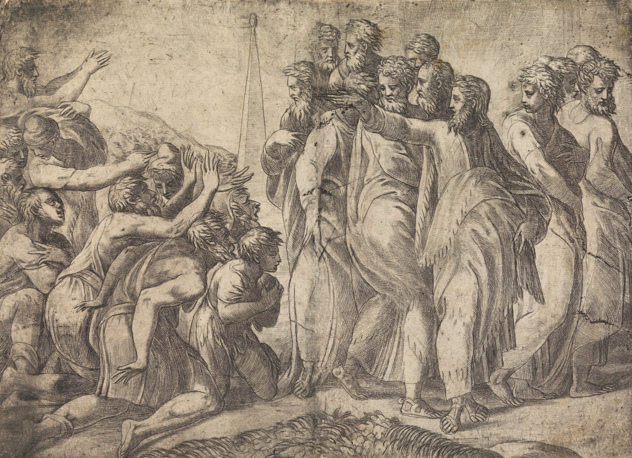 Kristus helbreder de spedalske, ca. 1545 . av Andrea Schiavone