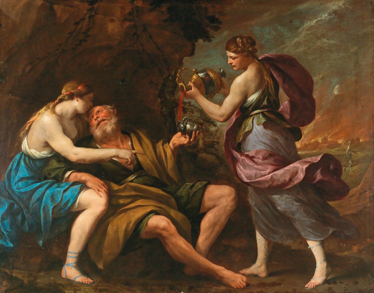 Lot og hans døtre, 1650-årene. av Andrea Vaccaro