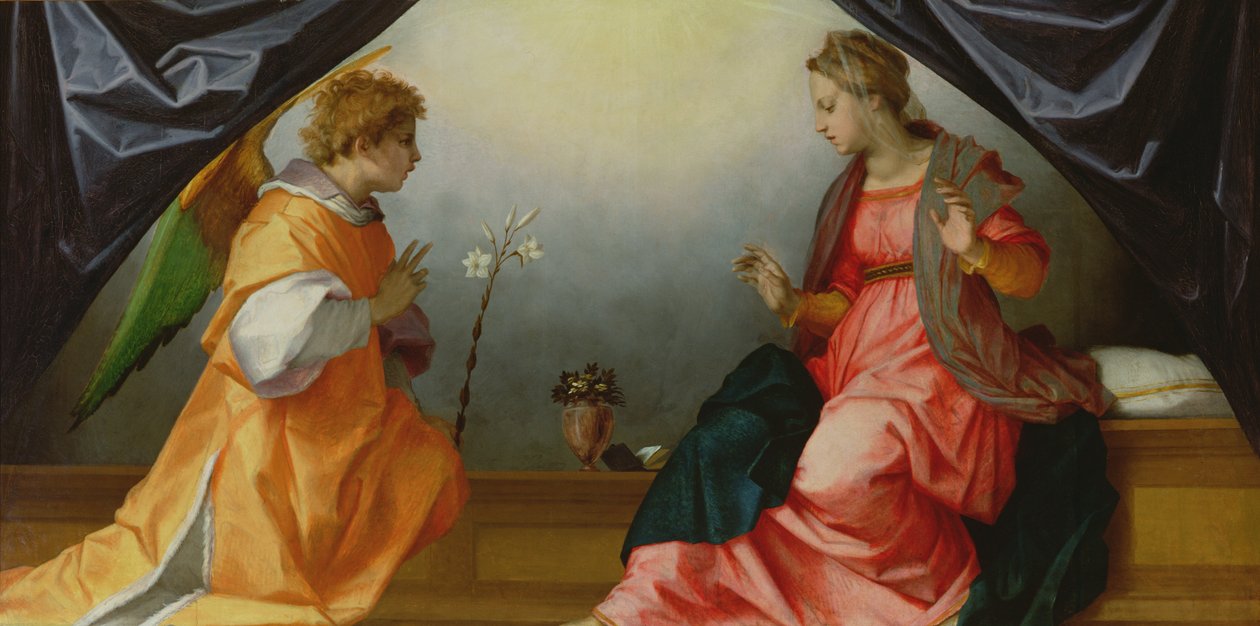 Bebudelsen, 1528 (tempera på panel) av Andrea del Sarto
