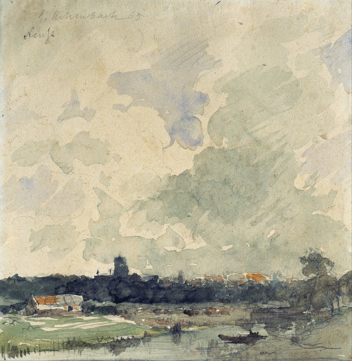 Utsikt over Neuss av Andreas Achenbach