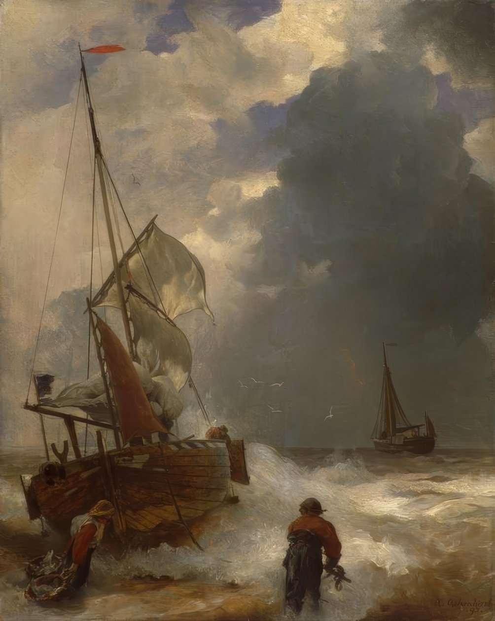 A. Achenbach, landing av fiskerne av Andreas Achenbach