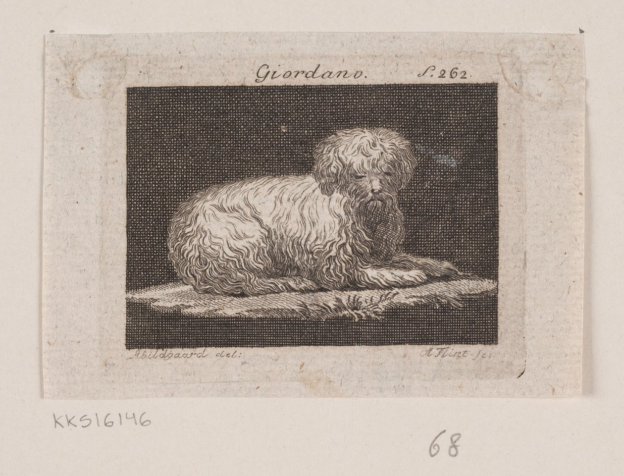 Giordano, en liggende hund av Andreas Flint