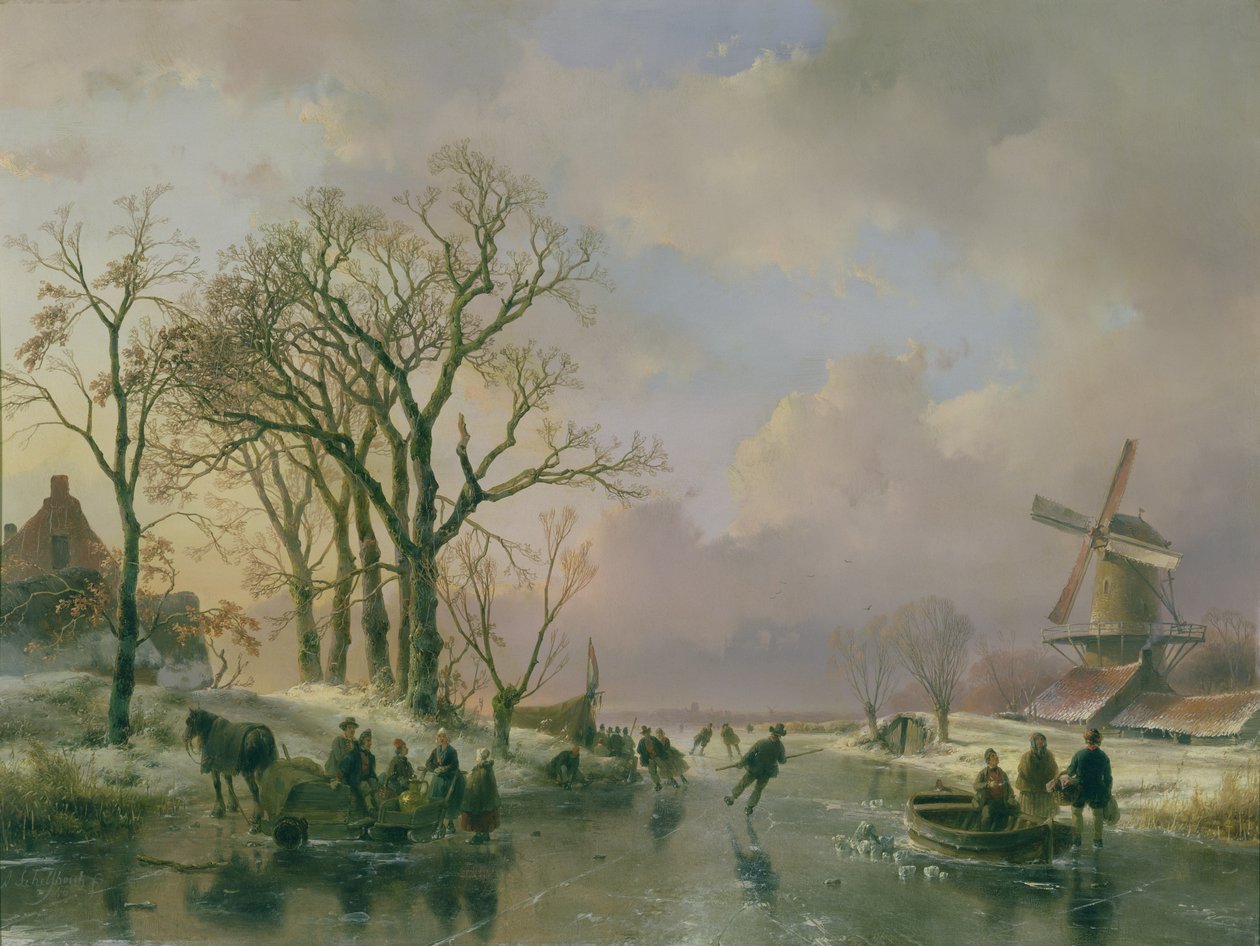 Skating i Holland av Andreas Schelfhout