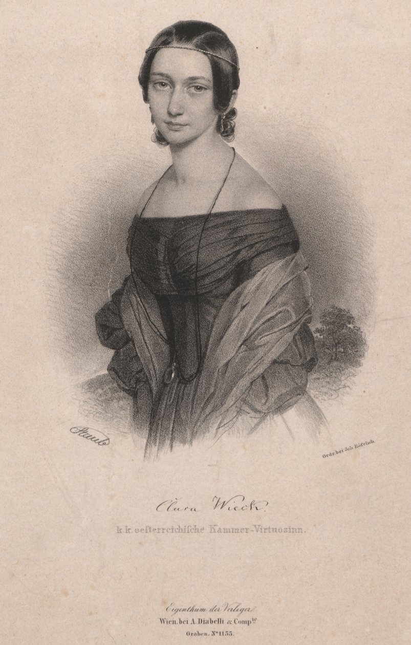 Portrett av Clara Wieck-Schumann 1819-1896, 1838. av Andreas Staub