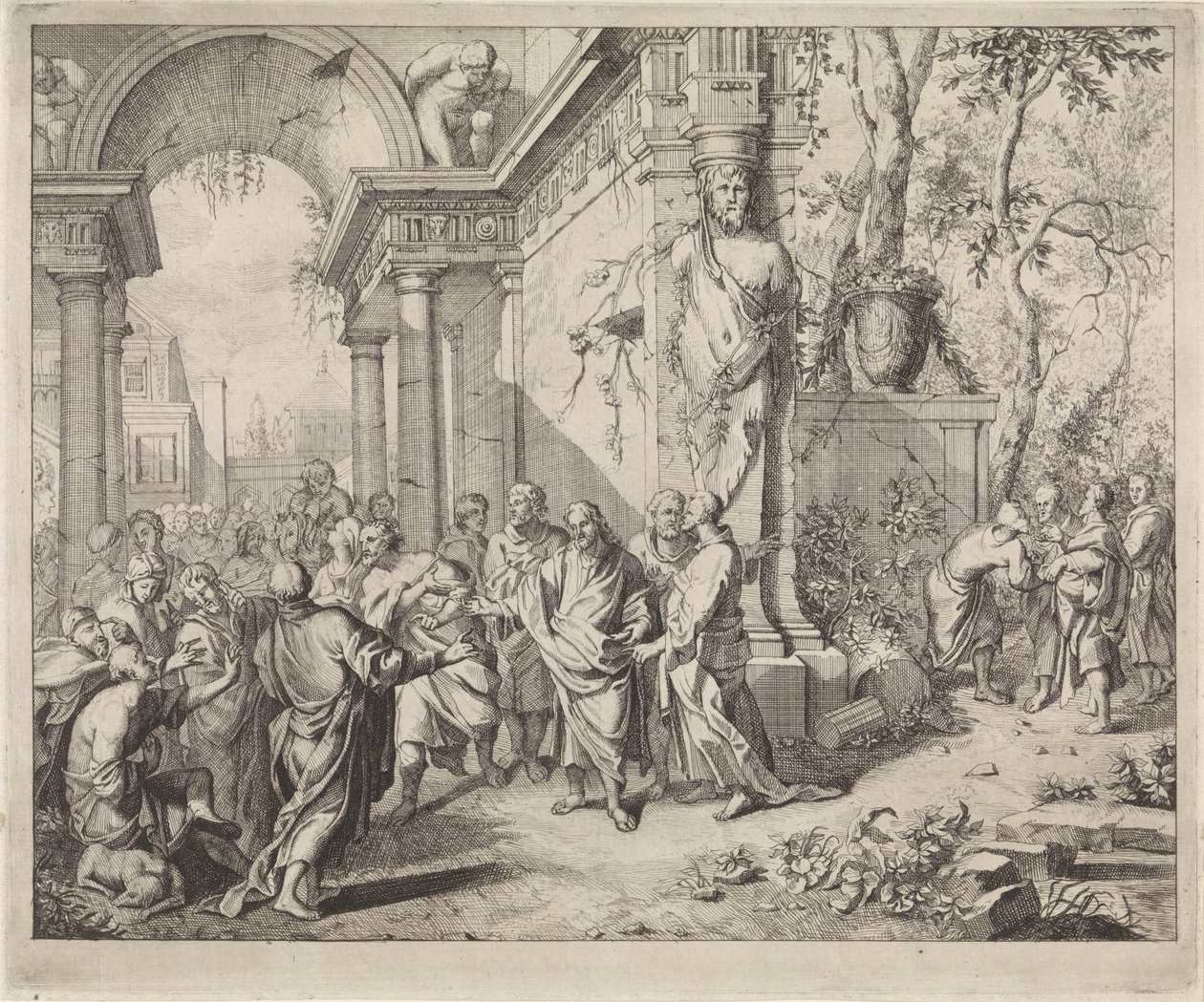 Kristus helbreder to blinde mennesker av Andreas van der Myn (possibly)