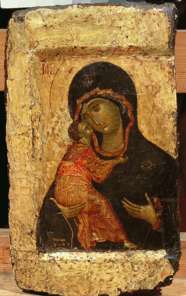 Vladimir Madonna og barnet, russisk ikon, Moskva-skolen (tempera på panel) av Andrei Rublev