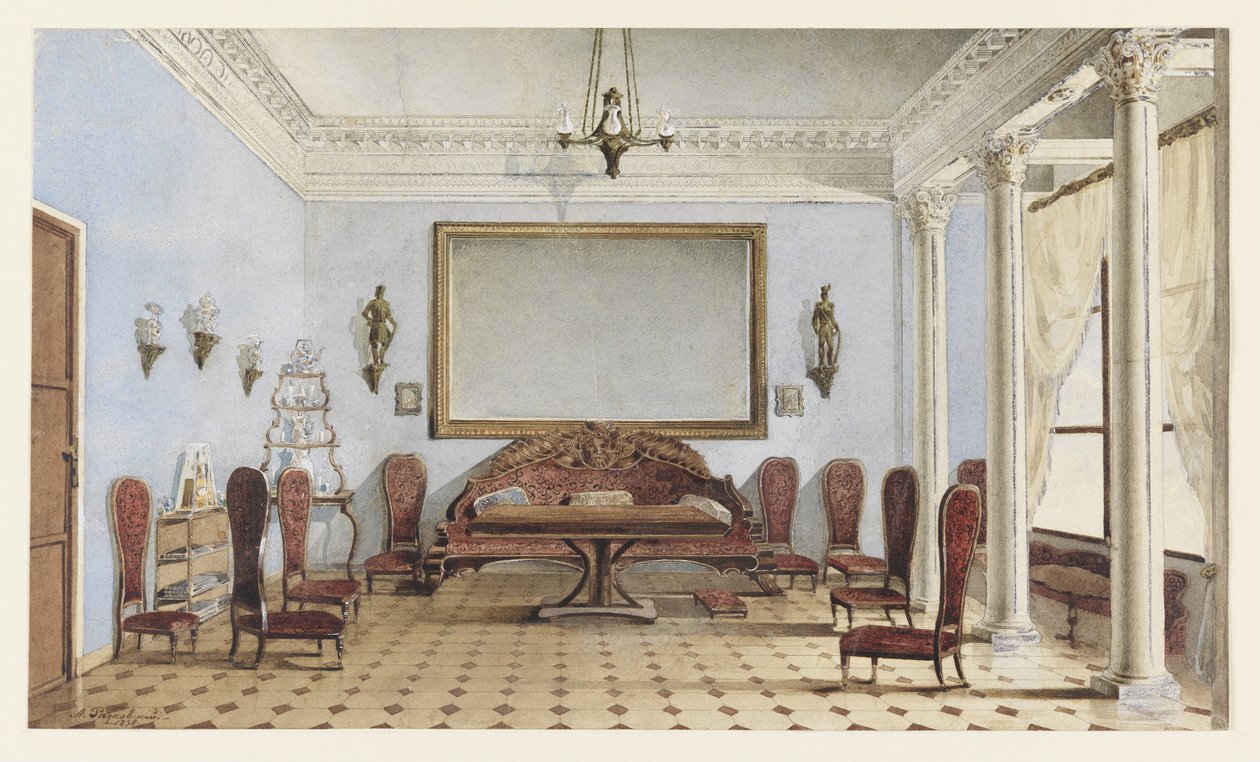 Salong Interiør, 1858 av Andrei Alexeevich Redkovsky