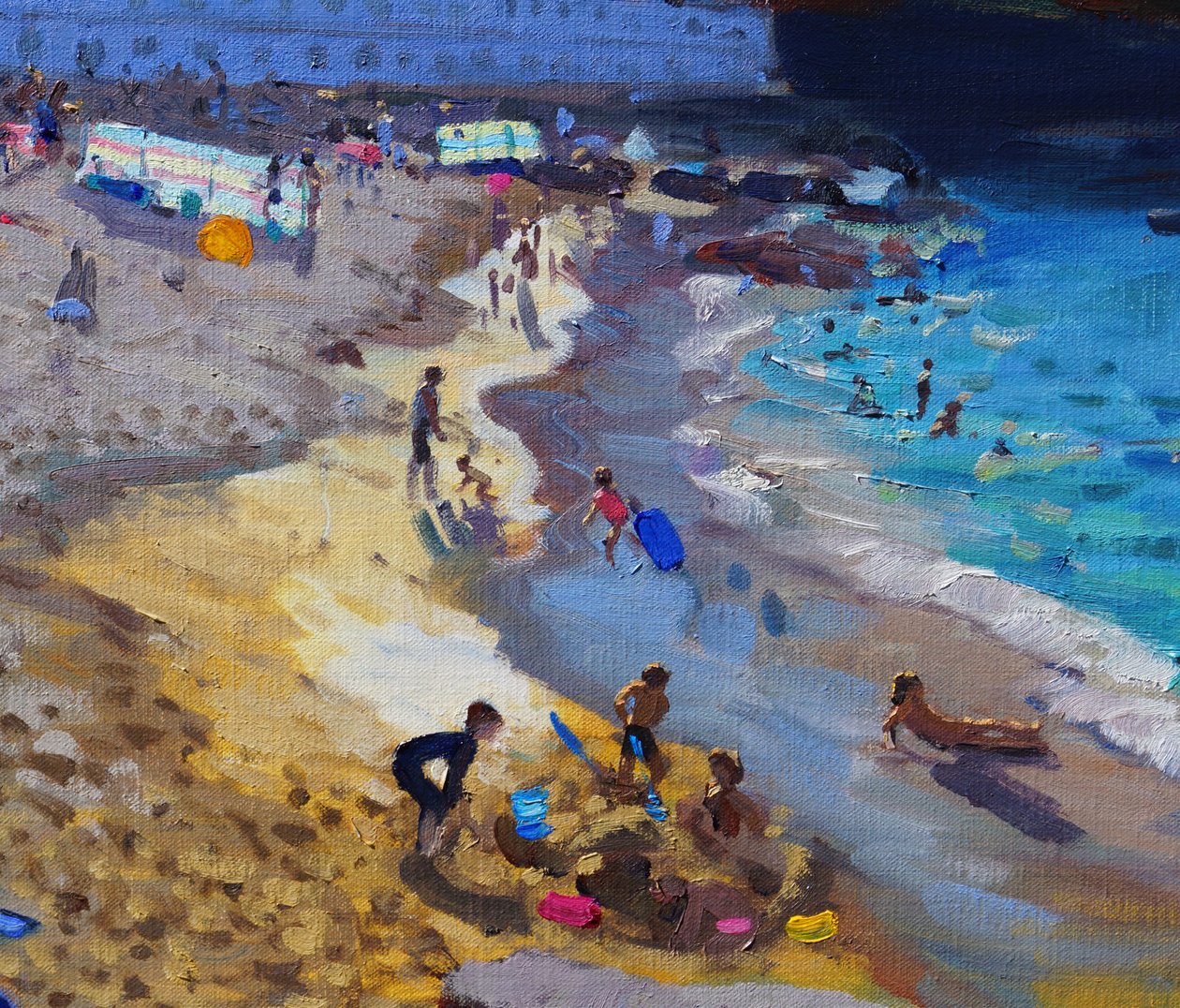 Detalj av utsikt over Porthmeor-stranden, St Ives, 2015, av Andrew Macara