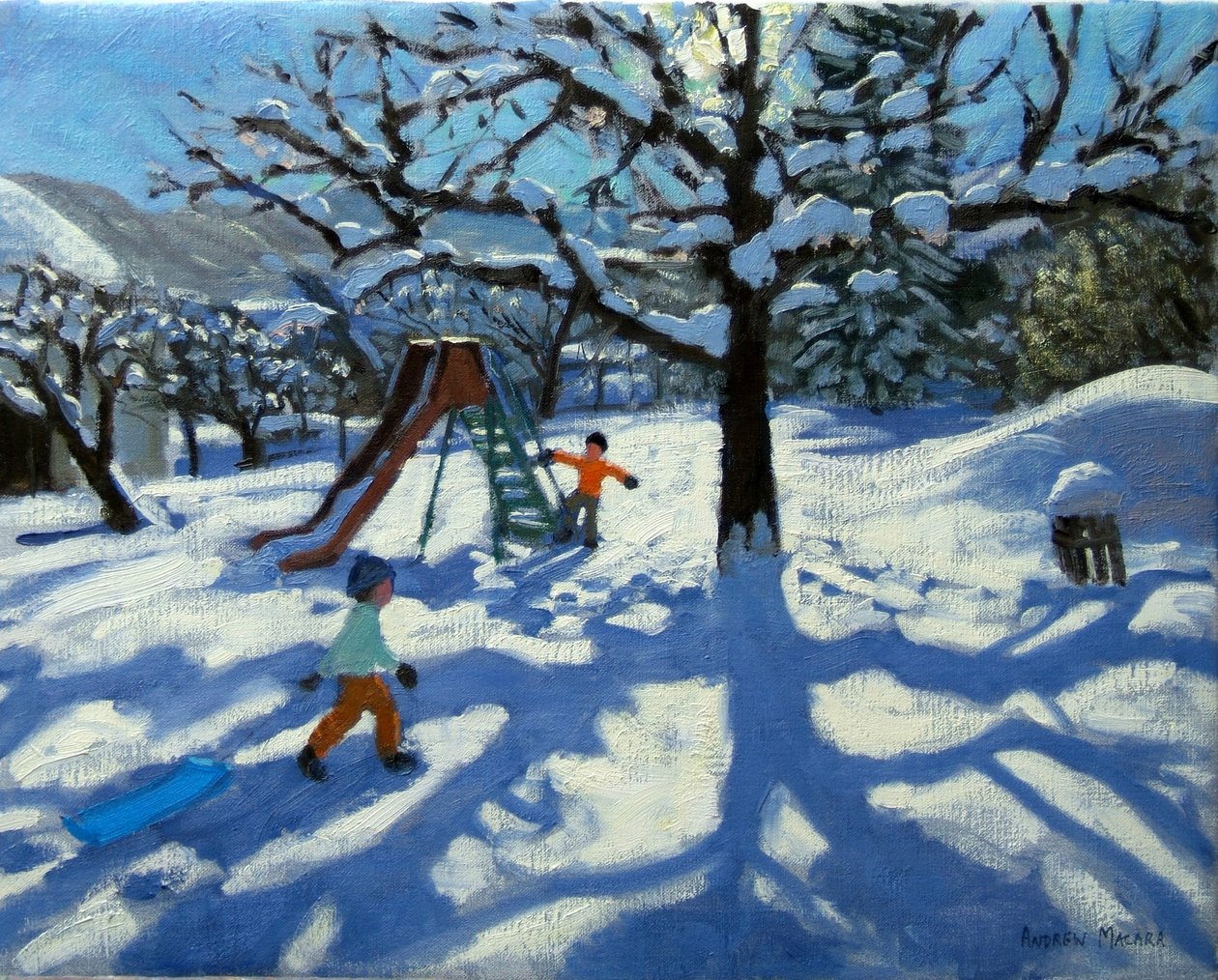 Sklie om vinteren, Bourg, St. Moritz av Andrew Macara
