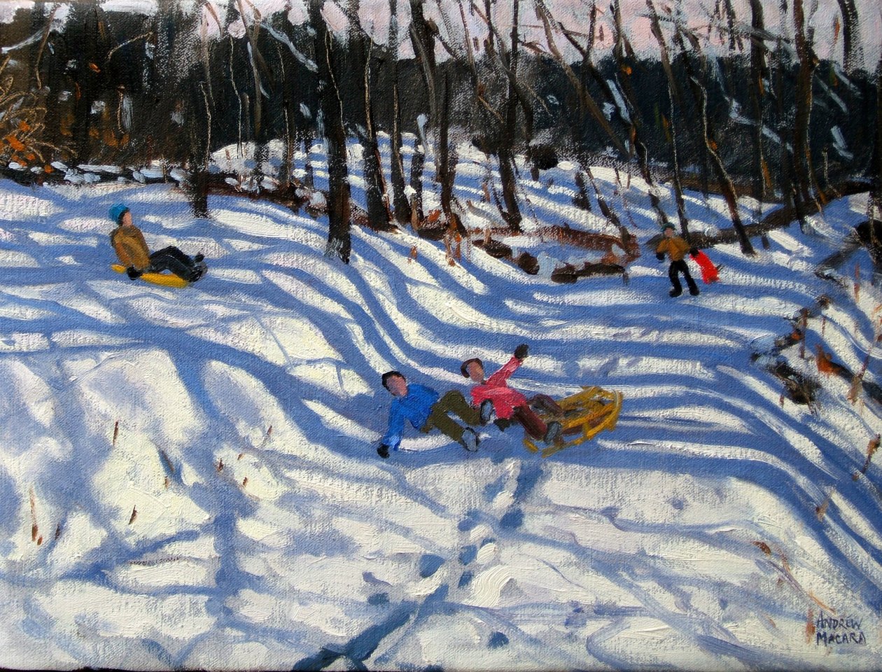 To gutter som faller av en slede, Morzine av Andrew Macara