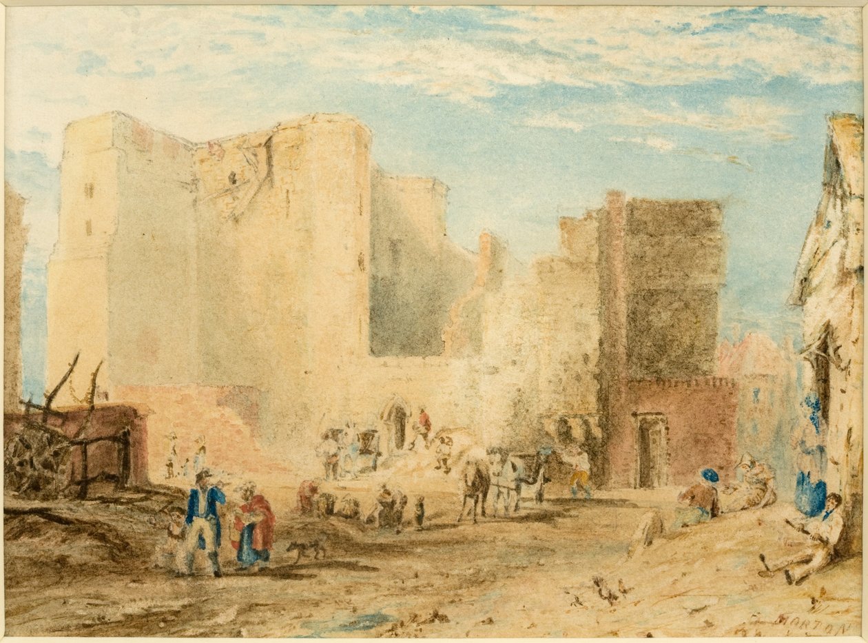 The Demolition of the New Gate, Newcastle upon Tyne 1823 (blekk) av Andrew Morton