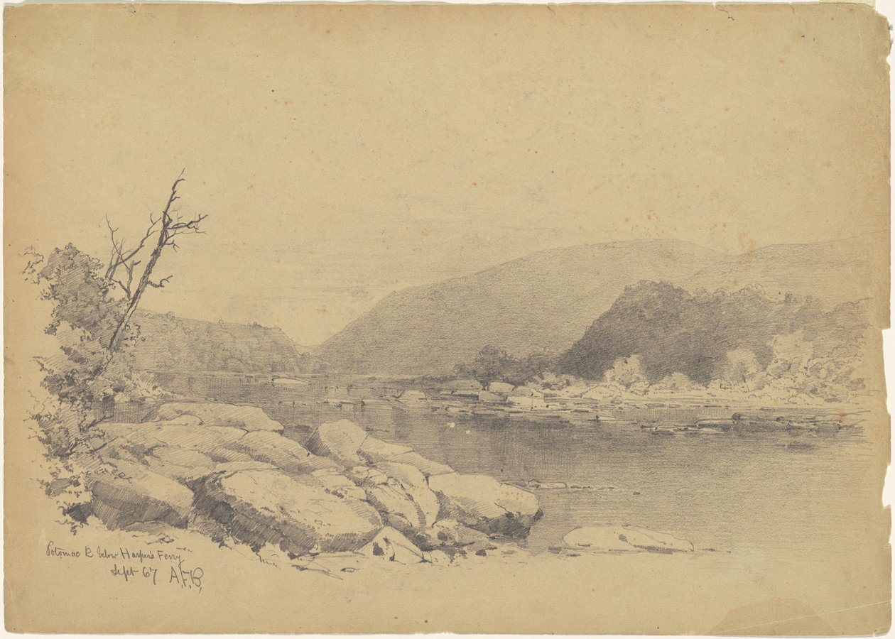 Potomac River under Harper's Ferry av Andrew Fisher Bunner