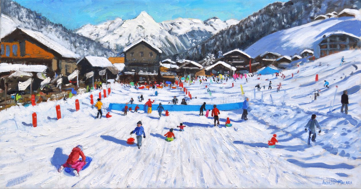 Barn på aking, Les Gets, Frankrike, av Andrew Macara